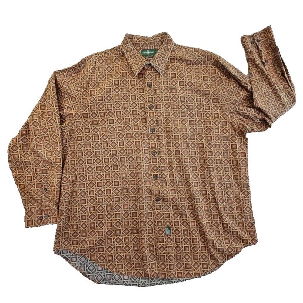 Hunt Club Long Sleeve Shirt Men's XXLT Red & Green Button Up Cotton Classic EUC